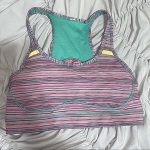 Pink Multicolor Striped Lululemon Sports Bra Size 6